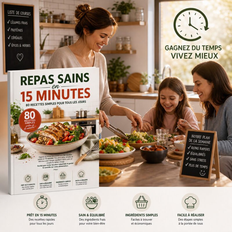 Repas Sains en 15 Minutes : 80 Recettes Simples pour Tous les Jours